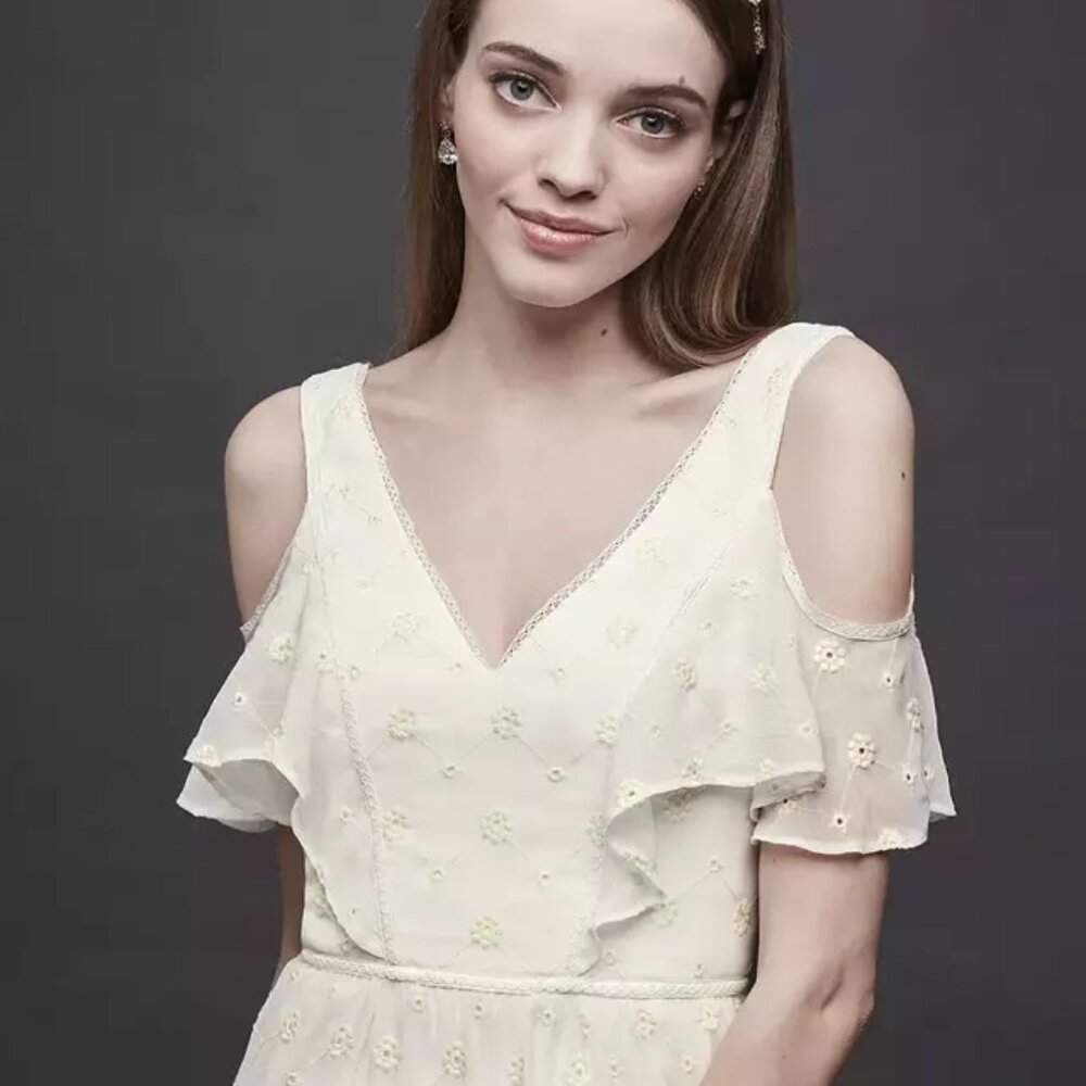 DB Studio Davids Bridal NWT ivory chiffon eyelet … - image 16